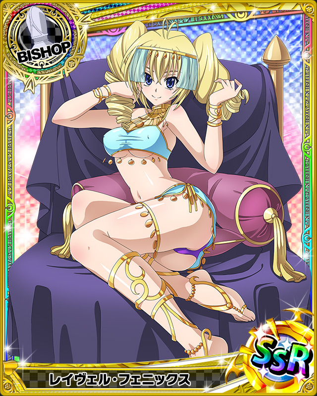 1girl, anklet, barefoot, barefoot_sandals, bed, bishop_(chess), blonde_hair, blue_eyes