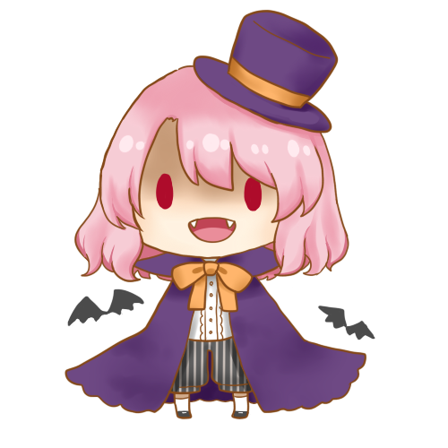1girl, bat, bow, cape, fangs, halloween, halloween_costume, hat