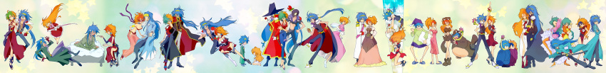 absurdres, alternate_costume, animal_costume, bed, blonde_hair, blue_hair, blush, cape