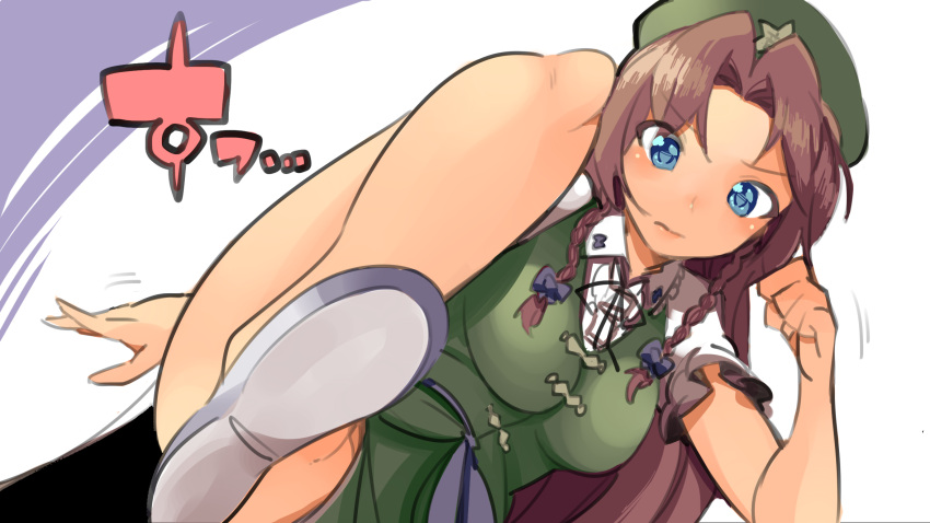 1girl, akuma_(akuma0907), blue_eyes, bow, braid, chinese_clothes, dutch_angle, hair_bow