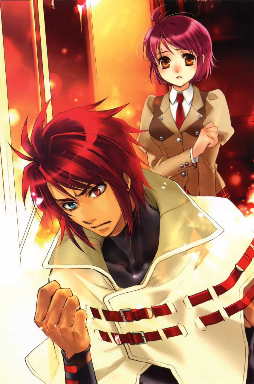 folka_albark, heterochromia, highres, kuramoto_kaya, necktie, red_eyes, red_hair, redhead