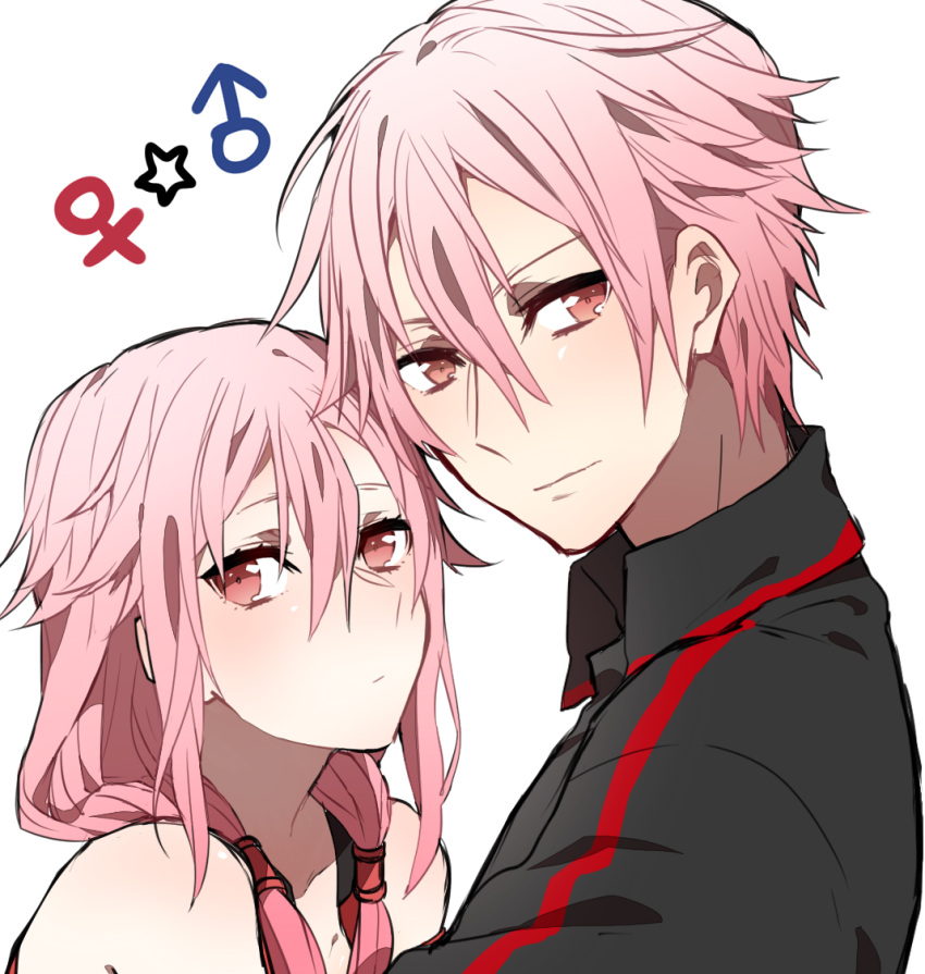 1boy, 1girl, ariilha12, dual_persona, genderswap, guilty_crown, hair_ornament, long_hair