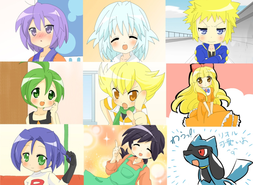 6+boys, :o, ^_^, aaron_(pokemon), apron, ash_ketchum, ashley_(pokemon), bad_id