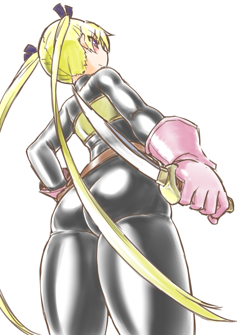1girl, bodysuit, cosplay, dragon_quest, dragon_quest_iii, gloves, kill_me_baby, knife