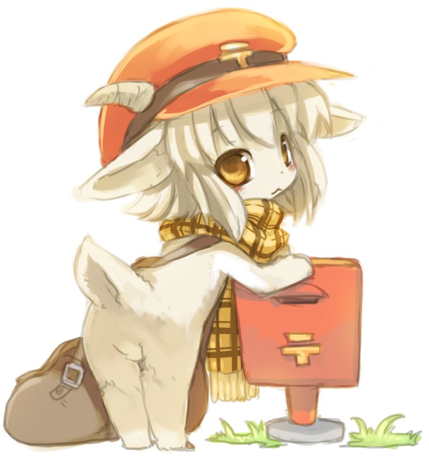 animal_ears, bag, forest_of_pixiv, furry, hat, horns, kishibe, scarf