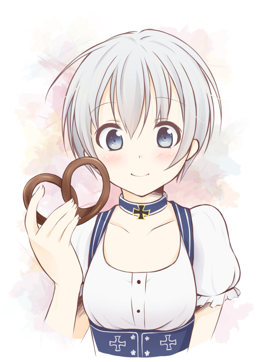 1girl, 2015, absurdres, alternate_costume, artist_name, blue_eyes, blush, chocolate
