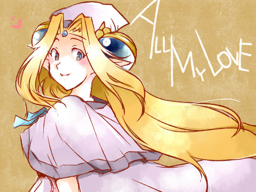 1girl, blonde_hair, blue_eyes, blush, capelet, filia_ul_copt, hat, long_hair
