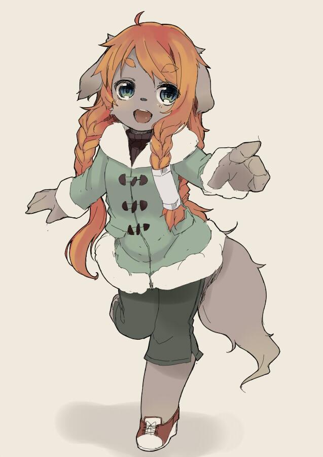 1girl, animal_ears, azuki_akizuki, braid, furry, long_hair, open_mouth, original