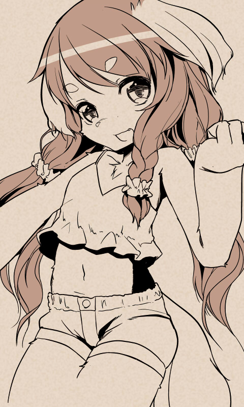 1girl, animal_ears, azuki_akizuki, furry, long_hair, monochrome, original, simple_background