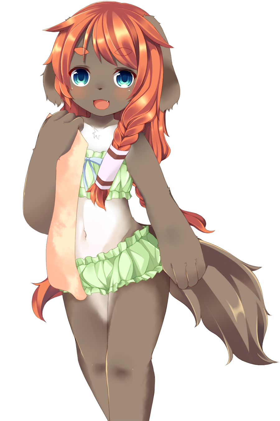 1girl, blush, borrowed_character, furry, highres, kida_kuro_mu, long_hair, navel