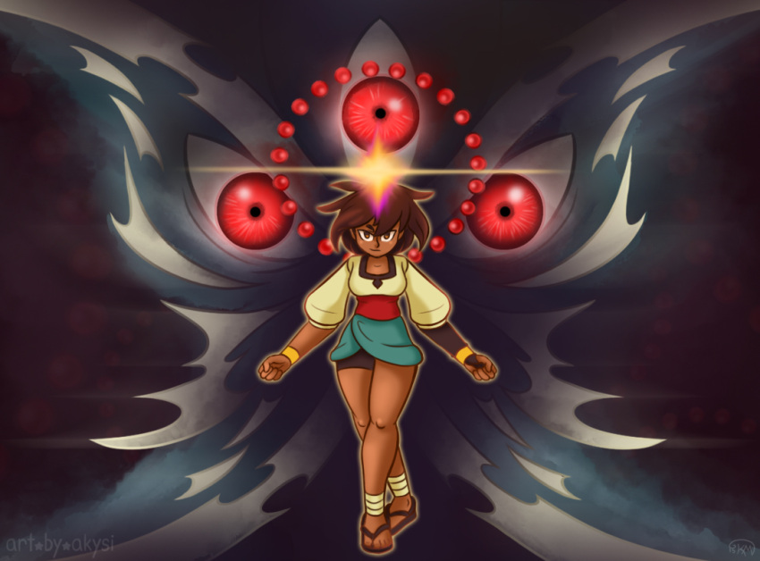 1girl, ajna_(indivisible), akysi, bracelet, commentary, haruka_(indivisible), indivisible, jewelry