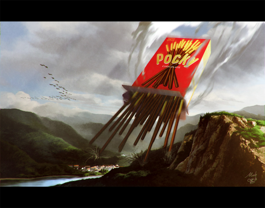 bird, crash_landing, landscape, no_humans, original, pocky, pocky_day, scenery, technoheart