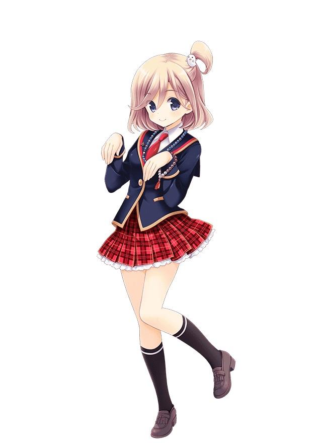 1girl, artist_request, blonde_hair, blue_eyes, bracelet, ghost_hair_ornament, girlfriend_(kari), jewelry