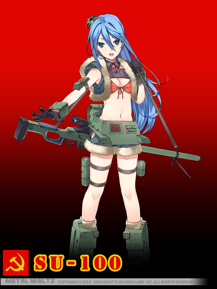 1girl, bikini_top, blue_hair, breasts, cleavage, fur-lined_jacket, gloves, green_eyes