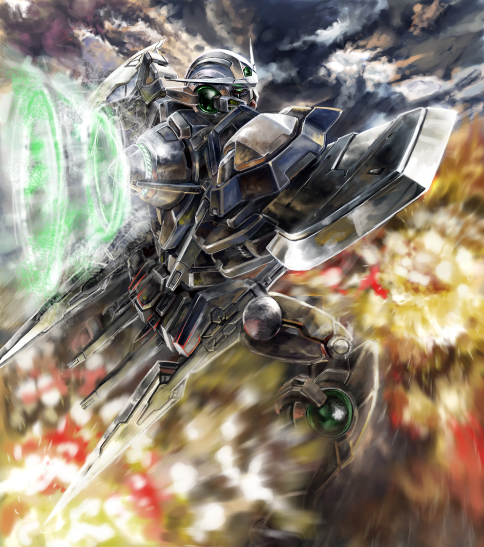 epic, exia, explosion, gundam, gundam_00, mecha, retsujin, solo