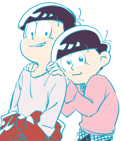 2boys, 720_72, :3, alternate_costume, black_hair, brothers, casual, clothes_around_waist