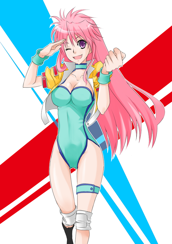 1girl, boots, breasts, chuu_(rinet), cleavage, commentary_request, leotard, long_hair