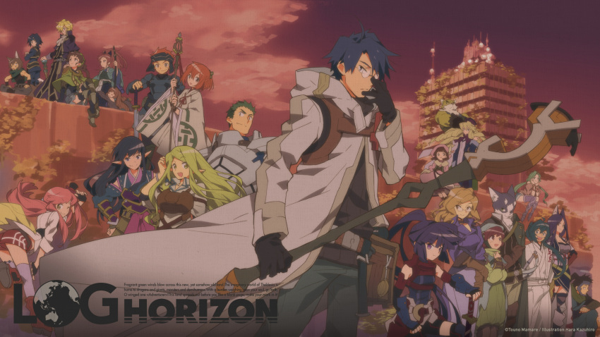 akatsuki_(log_horizon), animal_ears, armor, blonde_hair, blue_hair, boots, braid, brown_eyes