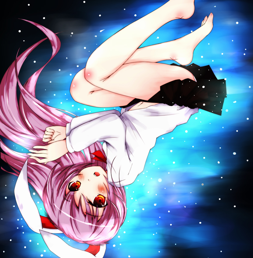 barefoot, bunny_ears, feet, fetal_position, long_hair, lying, moccy, purple_hair
