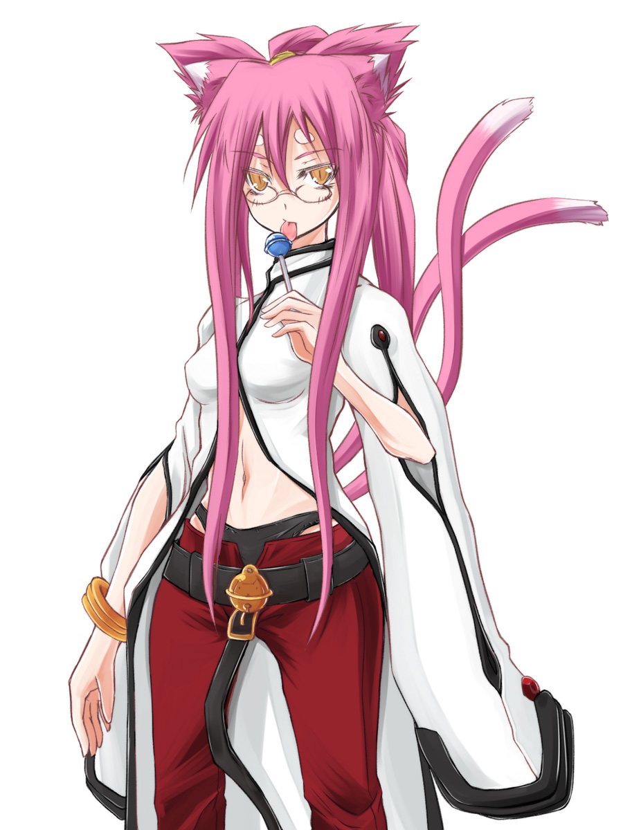 blazblue, bracelet, candy, cat_ears, cat_tail, glasses, highres, jewelry