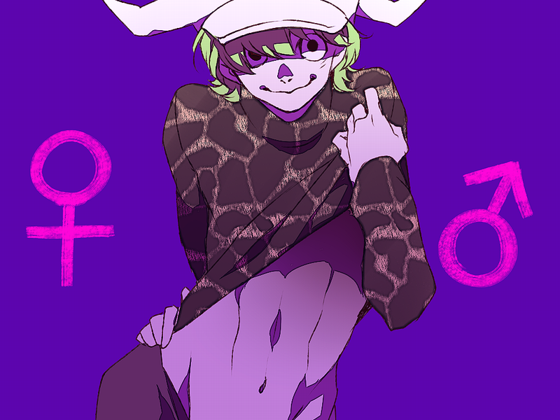 1boy, akizuki_hakuto, blonde_hair, dellinger_(one_piece), hat, one_piece, purple_background, simple_background