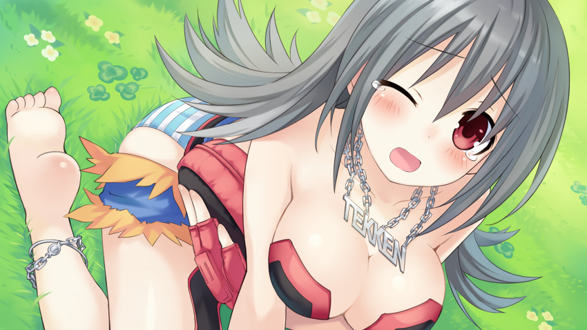 1girl, blush, game_cg, highres, long_hair, neptune_(series), official_art, one_eye_closed