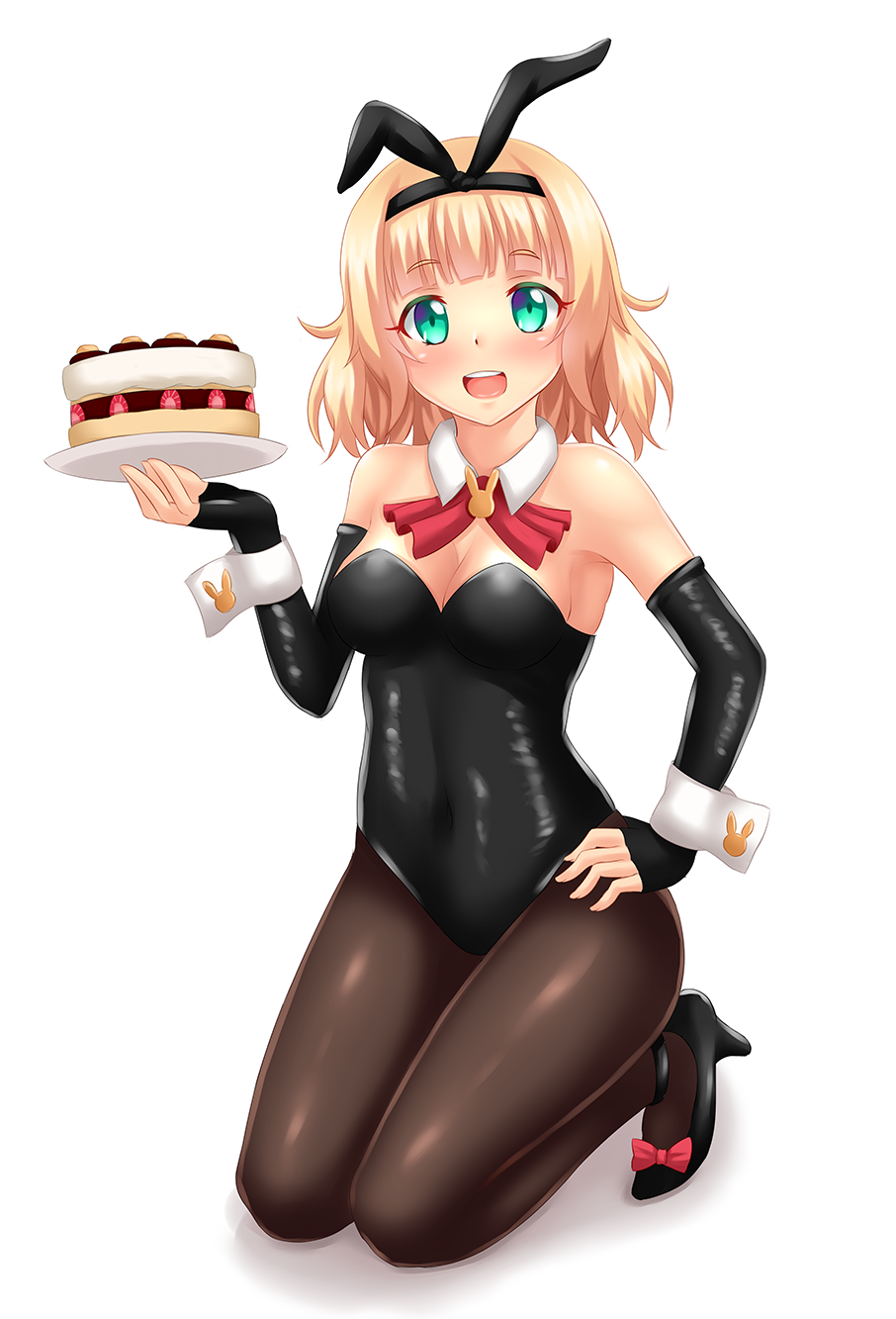 1girl, :d, aqua_eyes, bangs, black_gloves, black_shoes, blonde_hair, blunt_bangs