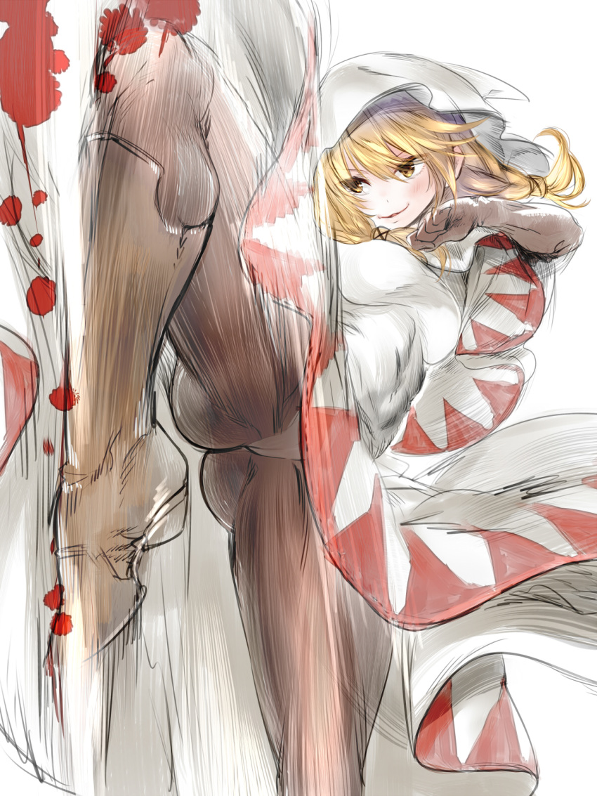 1girl, ass, blonde_hair, blood, breasts, brown_eyes, didi_amen, final_fantasy