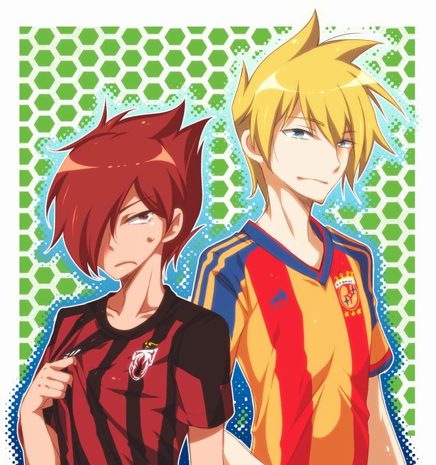 2boys, ac_milan, alfonso_san_valiante, blonde_hair, blue_eyes, cousins, garo:honoo_no_kokuin, garo_(series)