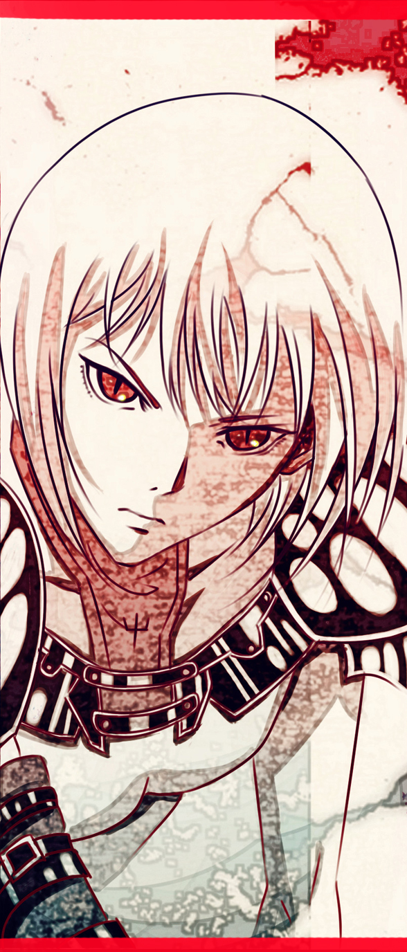 1girl, armor, bodysuit, clare_(claymore), claymore, collarbone, highres, letterboxed