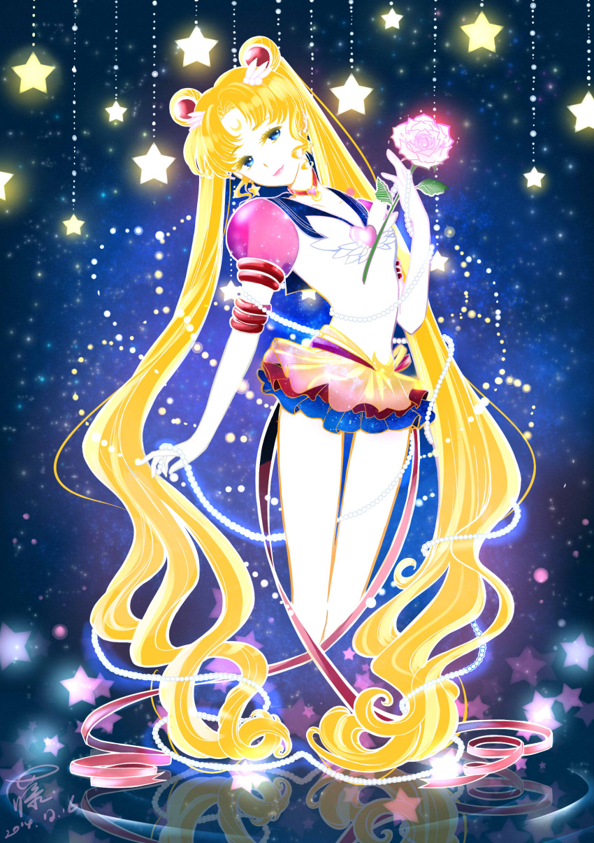 1girl, absurdly_long_hair, absurdres, beads, bishoujo_senshi_sailor_moon, blonde_hair, blue_eyes, choker