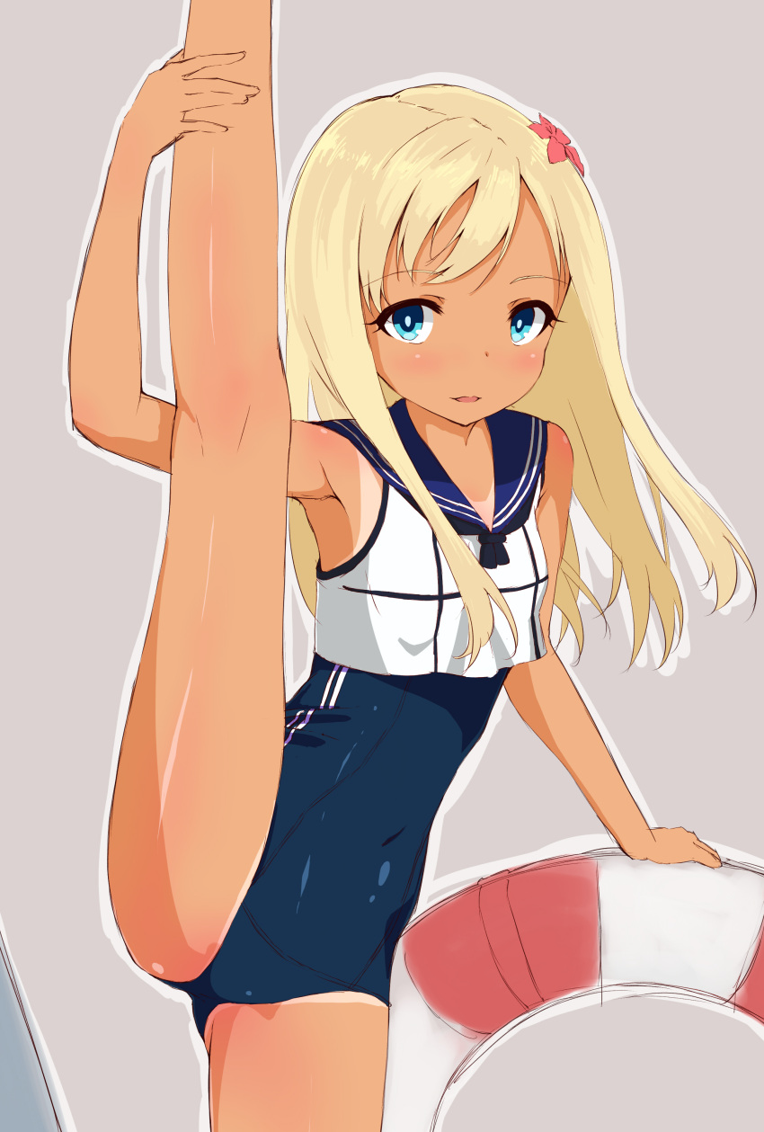 1girl, absurdres, blonde_hair, blue_eyes, flower, hair_flower, hair_ornament, highres