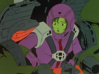 80s, alien, animated, animated_gif, battle, cable, chest_cannon, choujikuu_yousai_macross