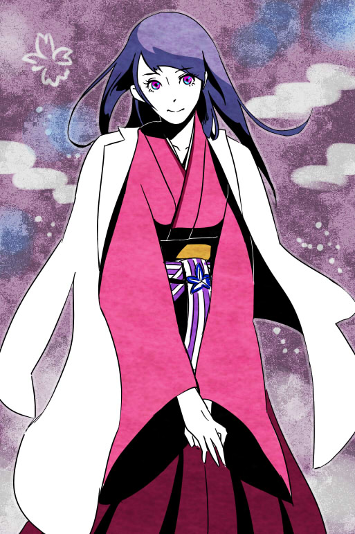 chou_shittou_caduceus, doctor, enso, japanese_clothes, kimono, labcoat, long_hair, pink_eyes