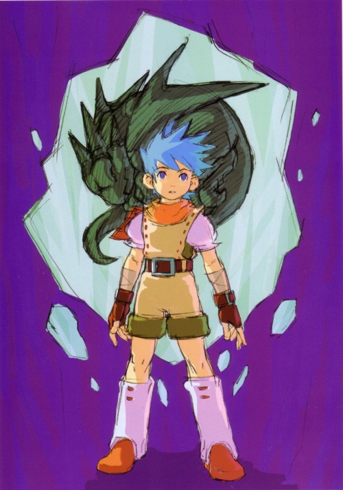 1boy, breath_of_fire, capcom, child, concept_art, dragon, ice, official_art
