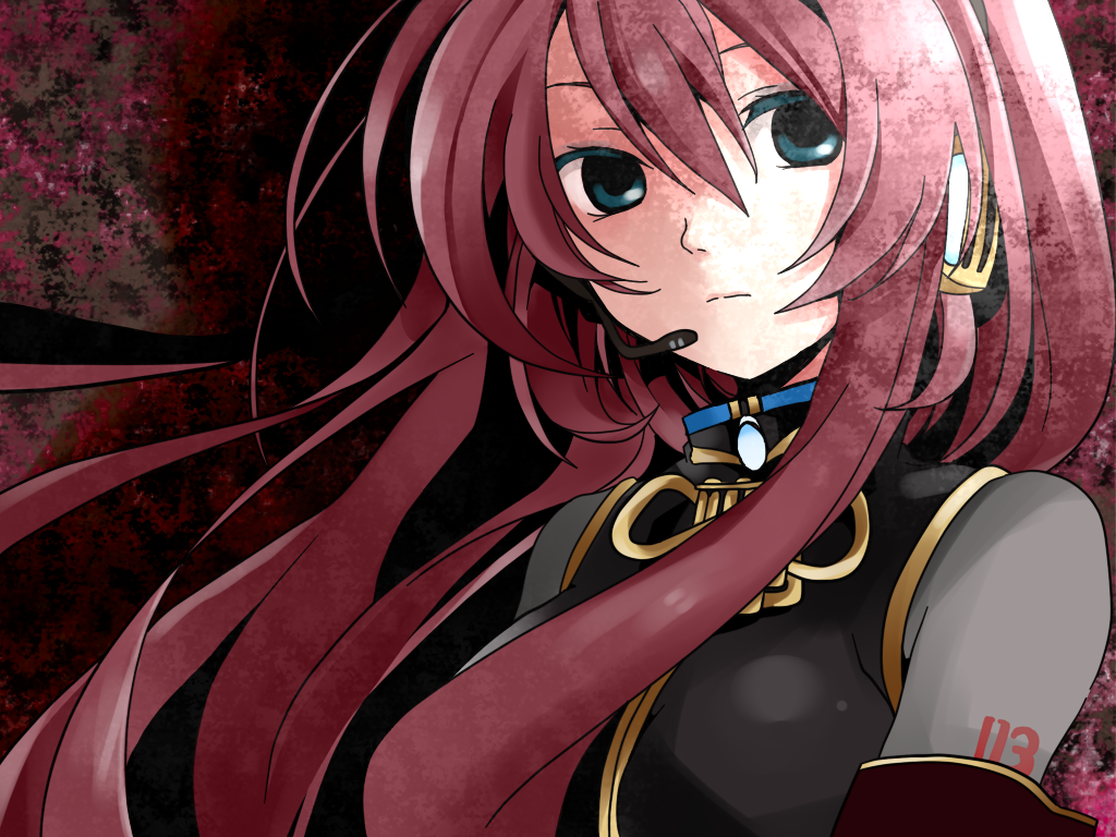 blue_eyes, headphones, headset, kuroton@9610, long_hair, megurine_luka, pink_hair, simple_background, vocaloid, wallpaper