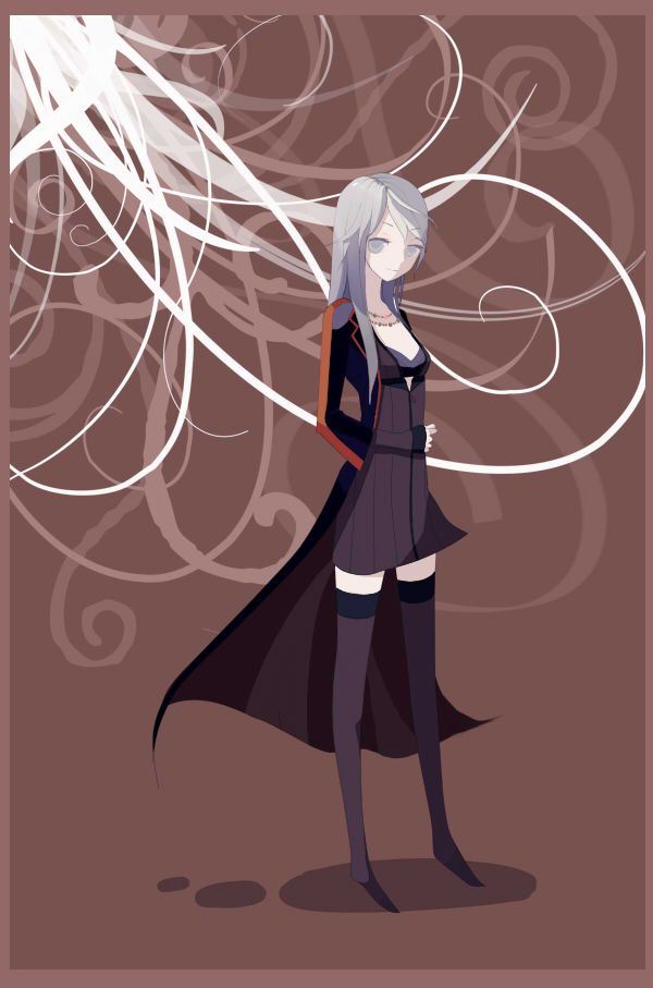 chou_shittou_caduceus, grey_eyes, grey_hair, mira_kimishima, thighhighs, trauma_center, weaver_nozomi