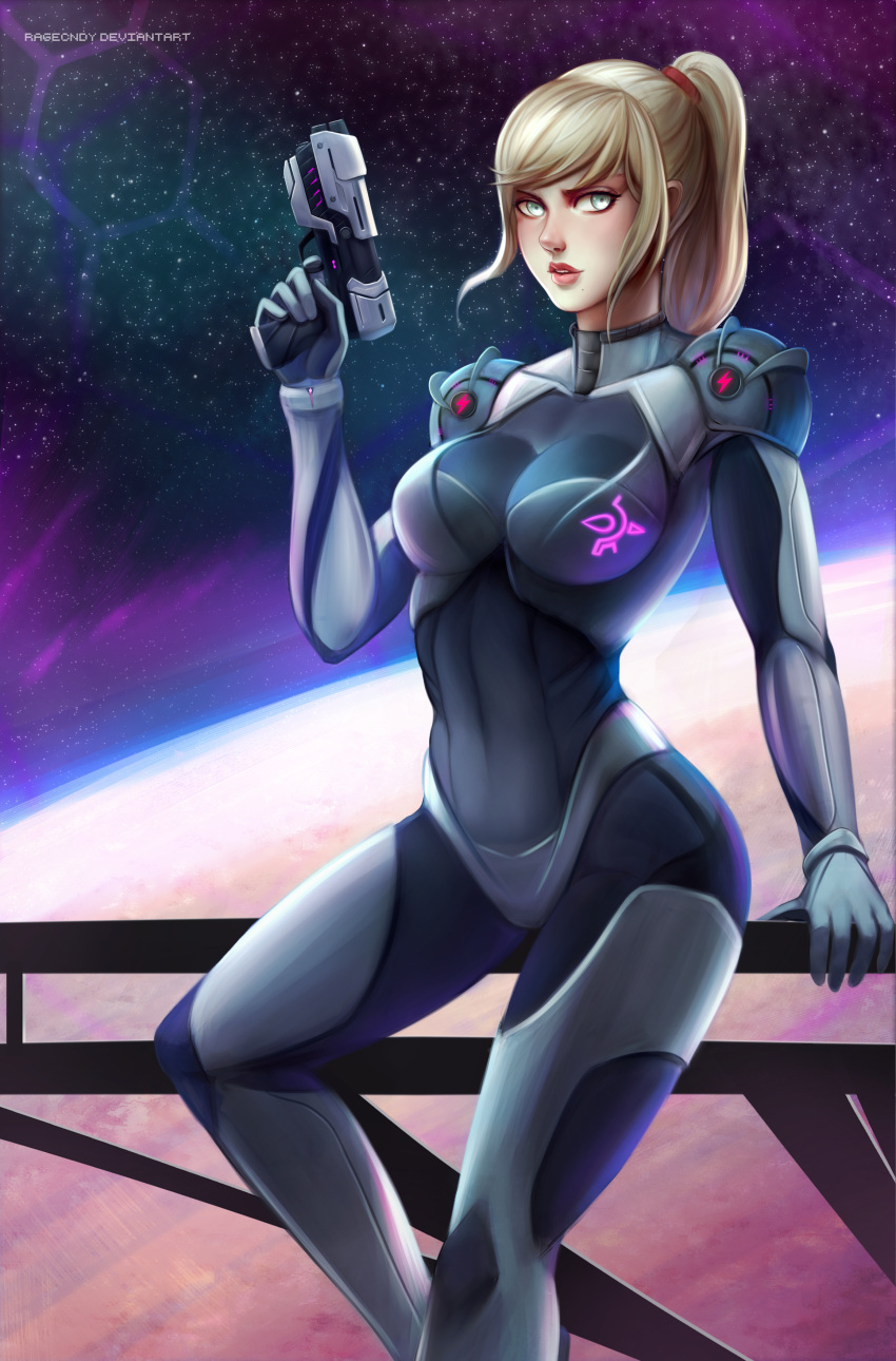 absurdres, alternate_costume, finger_on_trigger, gun, handgun, highres, metroid, pistol