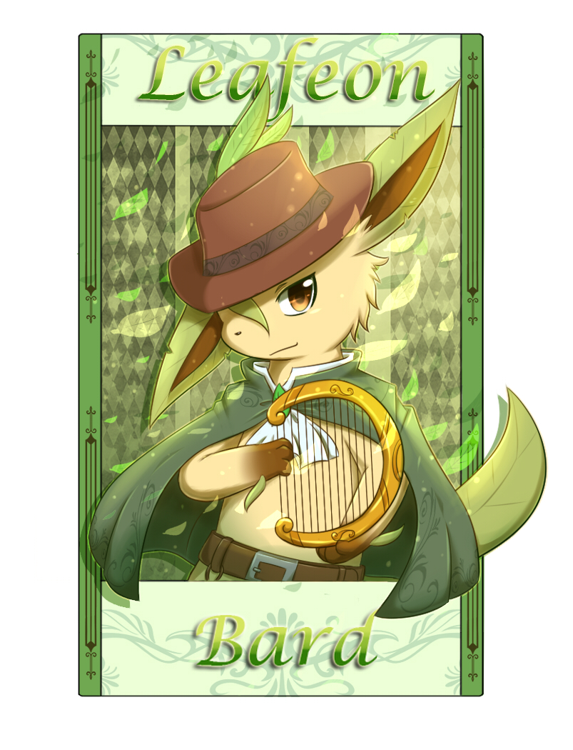 belt, brown_eyes, cape, character_name, harp, hat, instrument, ivan_(ffxazq)