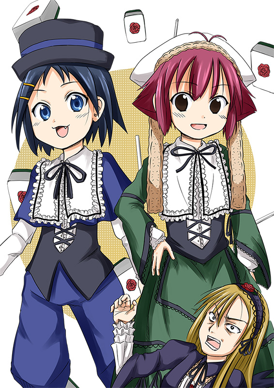 cosplay, fang, hair_ornament, hairclip, hat, ikeda_kana, kanbara_satomi, kubo_takako