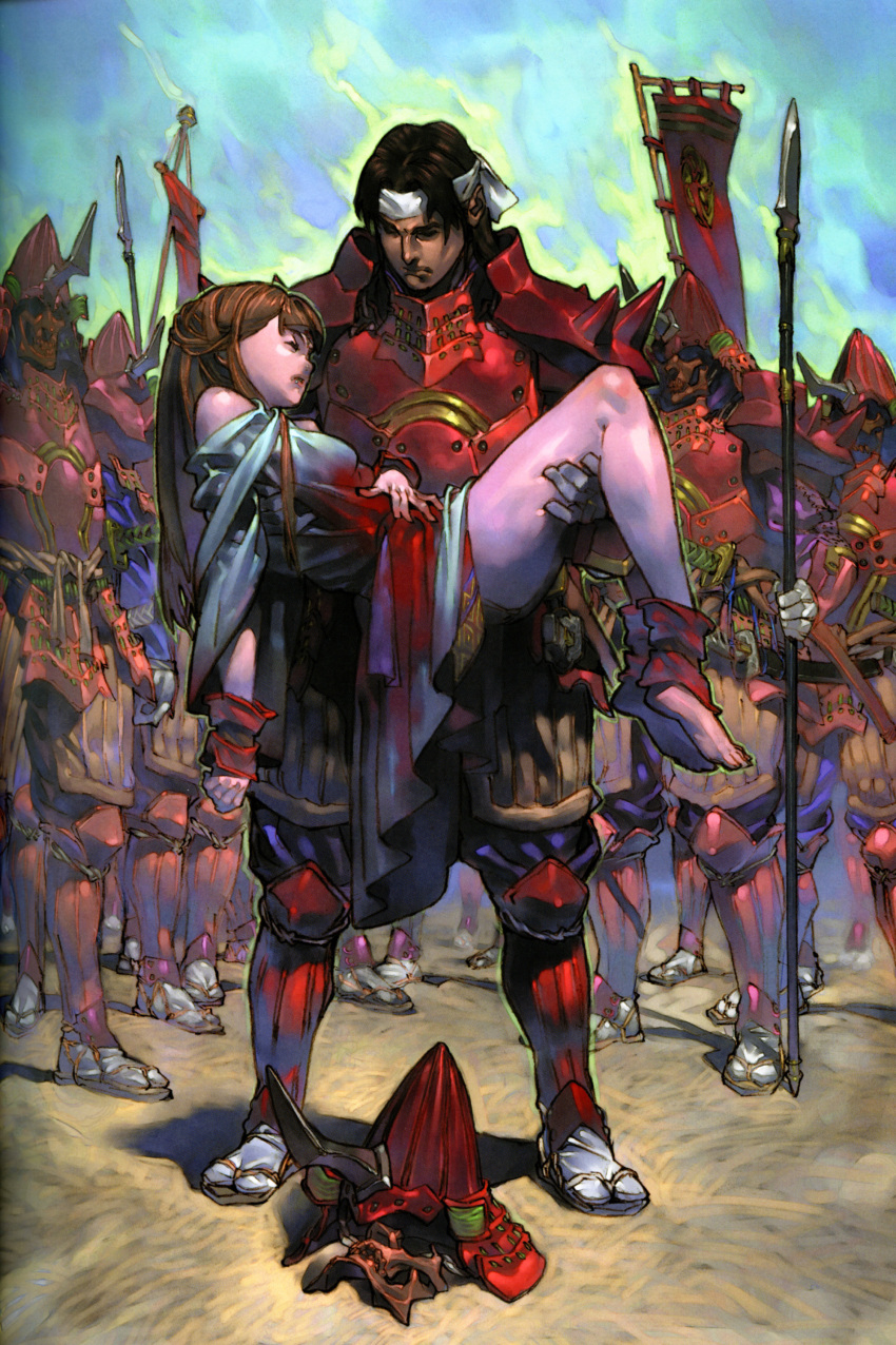 1girl, absurdres, armor, bangs, barefoot, blood, bloody_clothes, breastplate