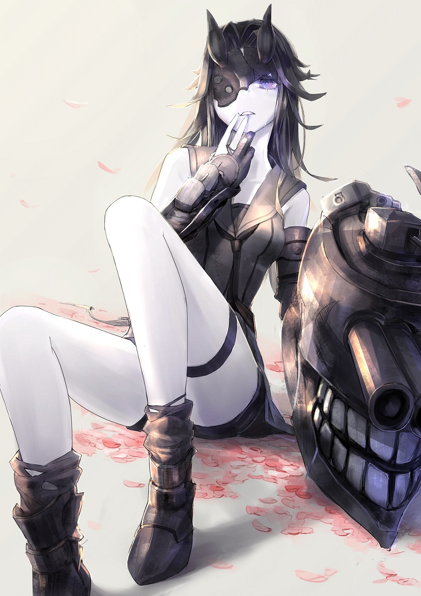 1girl, black_hair, dark_persona, gloves, highres, jintsuu_(kantai_collection), kantai_collection, light_cruiser_hime