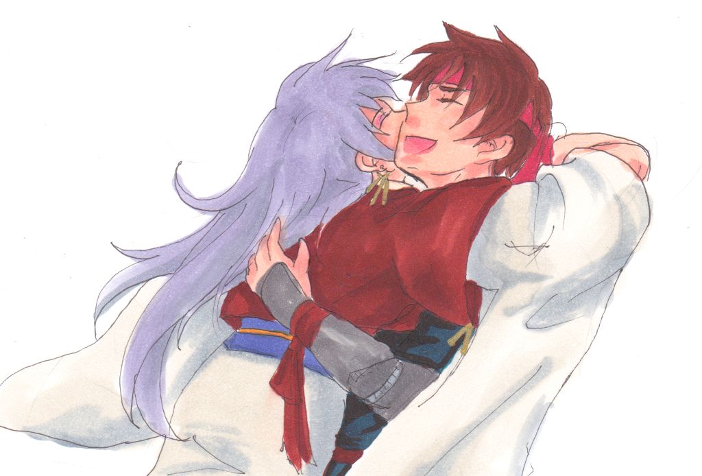 1boy, 1girl, arc_(arc_the_lad), arc_the_lad, arc_the_lad_ii, bandana, brown_hair, kukuru_(arc_the_lad)