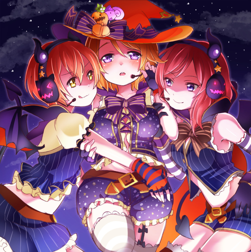 brown_hair, halloween, halloween_costume, hatomugi_(mugicha), highres, hoshizora_rin, koizumi_hanayo, love_live!_school_idol_project