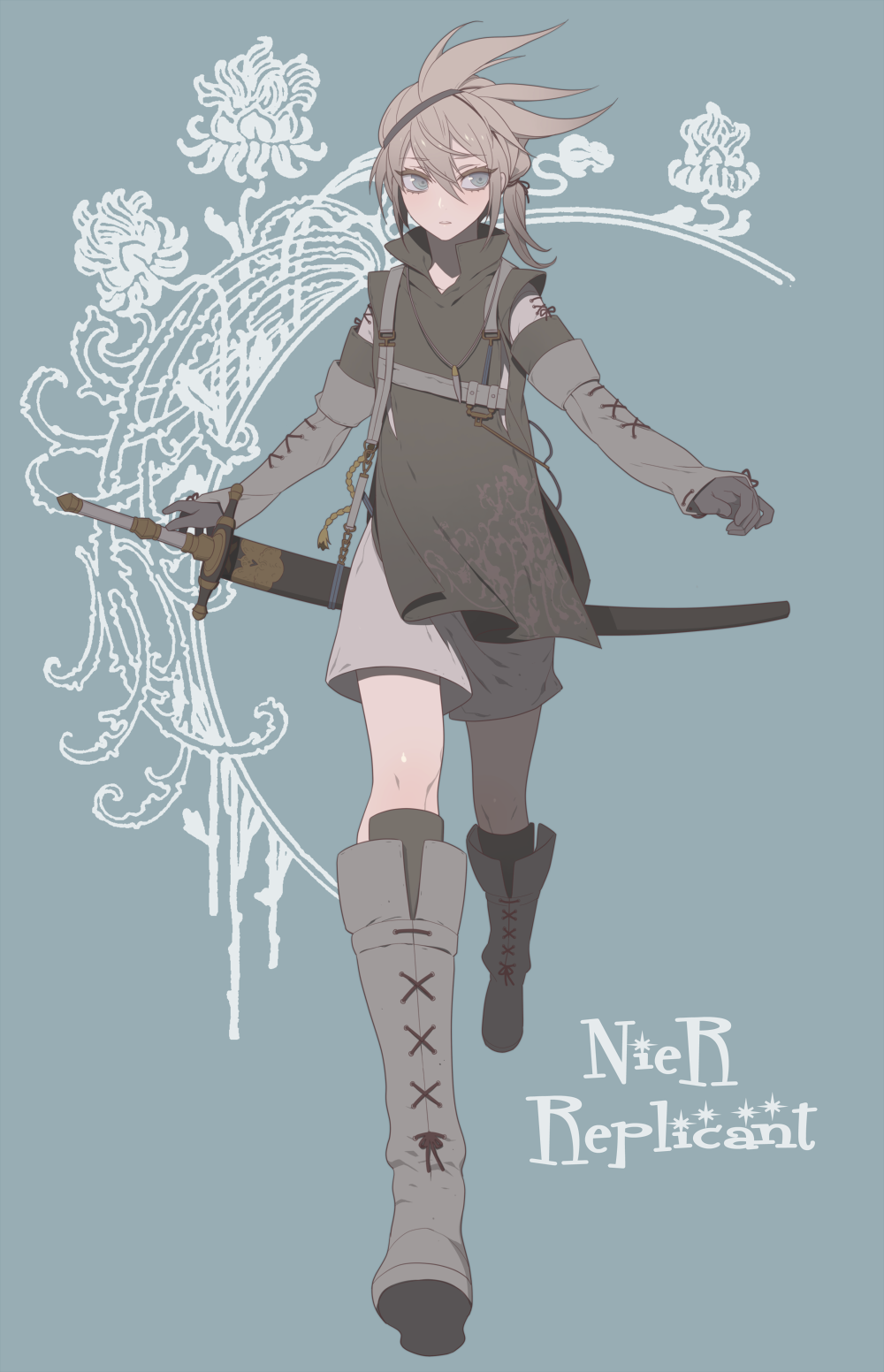 1boy, highres, nier, nier_(young), short_hair, solo, souma_kira, sword