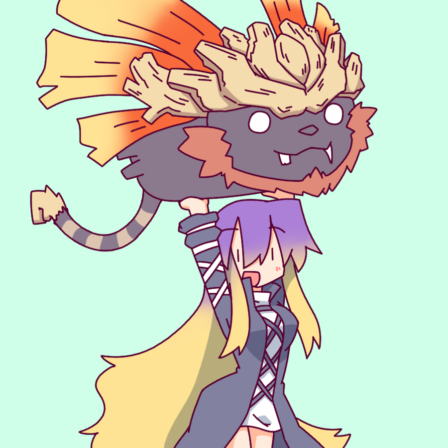 1girl, aragami, arms_up, blonde_hair, blush, claws, commentary, cross-laced_clothes