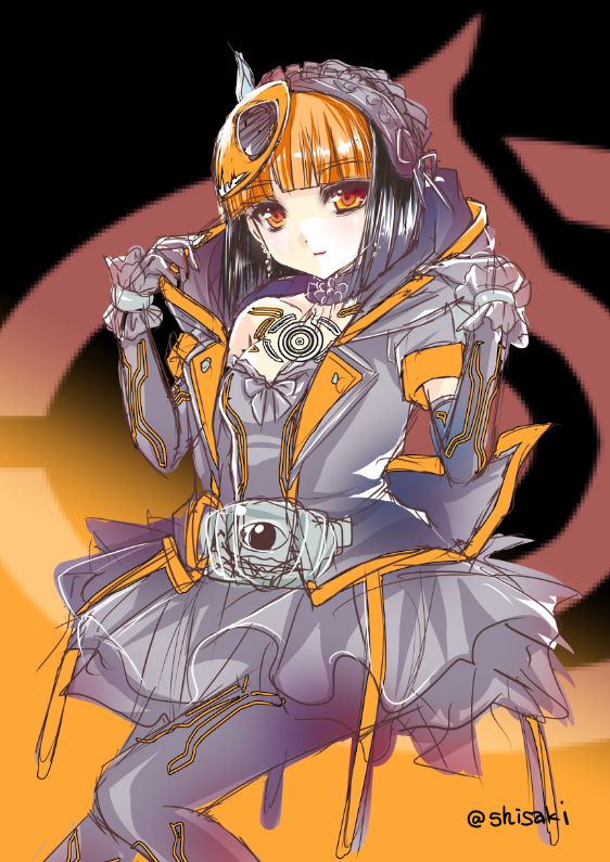 1girl, black_hair, female, genderswap, hood, hoodie, kamen_rider, kamen_rider_ghost