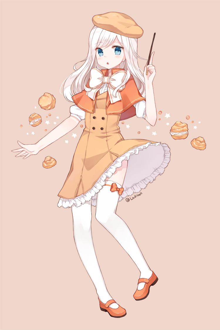 1girl, blue_eyes, blush, cookie_run, diten, hat, long_hair, simple_background