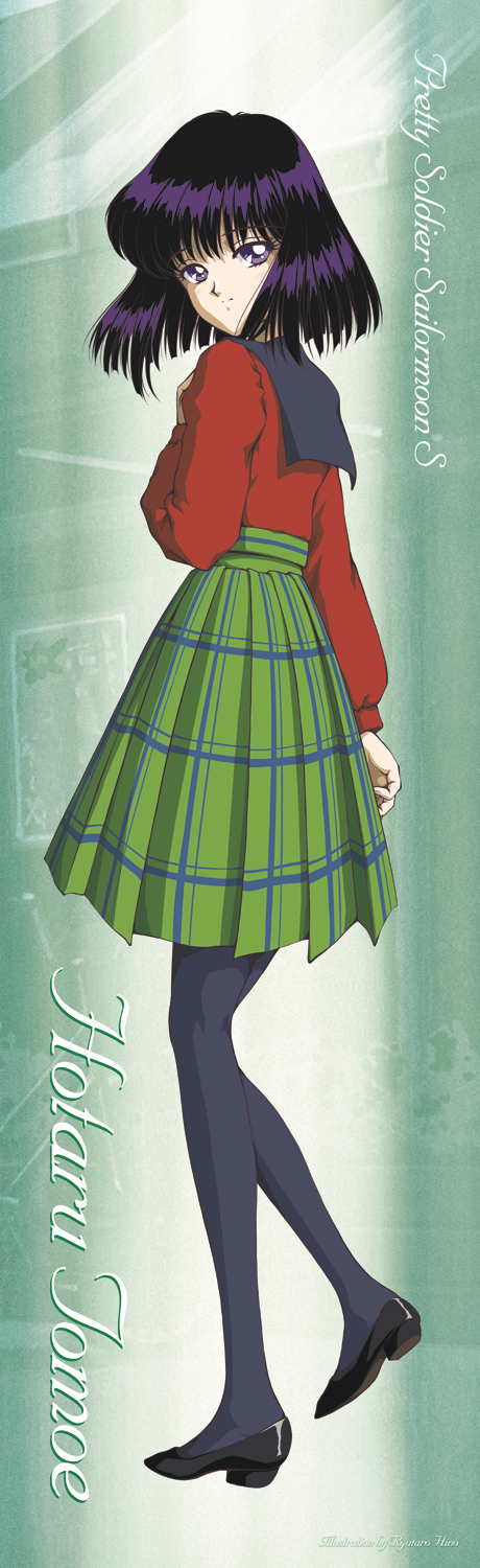 1girl, bishoujo_senshi_sailor_moon, black_hair, black_legwear, black_shoes, character_name, copyright_name, green_background