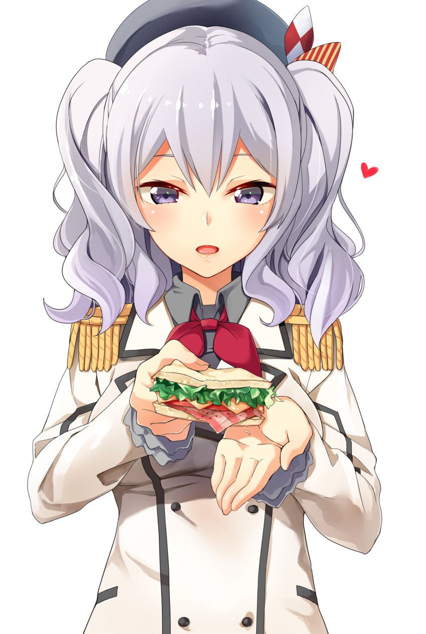 1girl, absurdres, ascot, blush, breasts, buttons, epaulettes, feeding